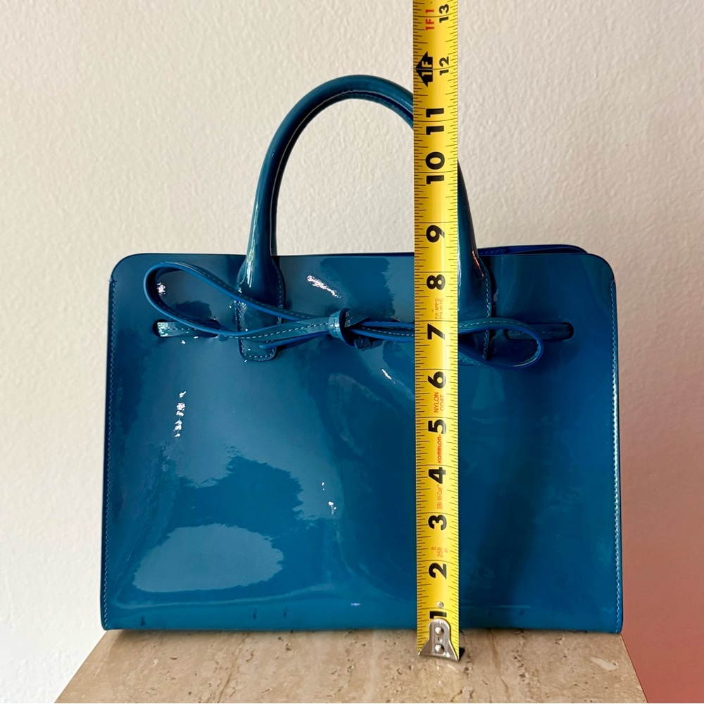 Mansur Gavriel Blue Patent Leather Top-Handle Sun Bag - Picture 3 of 12